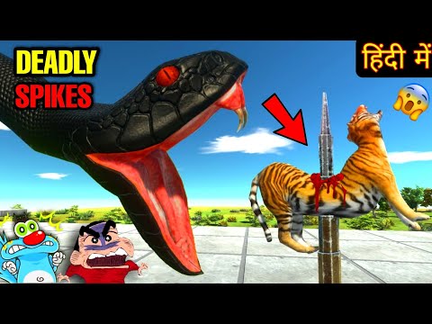 Trex, Goro The Giant & All Units Vs Deadly Spikes Challenge |Shinchan And Oggy |Arbs| Dinosaurs Game