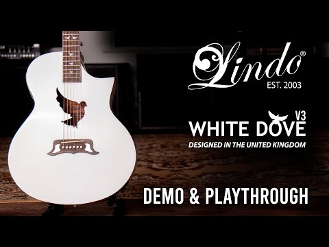 Lindo White Dove V3 Electro Acoustic Guitar and Premium Hard Case | Beautiful High Gloss Finish | Roasted Maple Binding | Preamp/Tuner/LCD | Luminlays | Steel Strings image 12