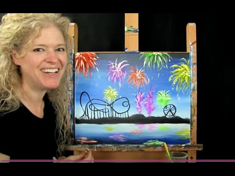 Fireworks Over the Carnival | Cookies and Canvas for Kids | Step by Step Acrylic Painting Lesson