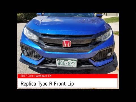 Replica Type R Front Lip on 2017 Honda Civic Hatchback EX