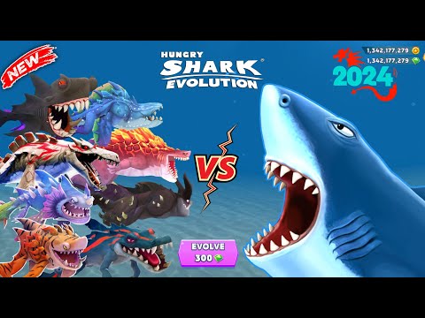 All Evolved Sharks VS Regular Sharks (All Unlocked) | Hungry Shark Evolution - Comparison 2024