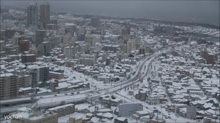 preview picture of video '[雪景色と夜景] 新潟市中心部と荒れた海 Winter Japan.Snow Scene+Night view.City&Sea'