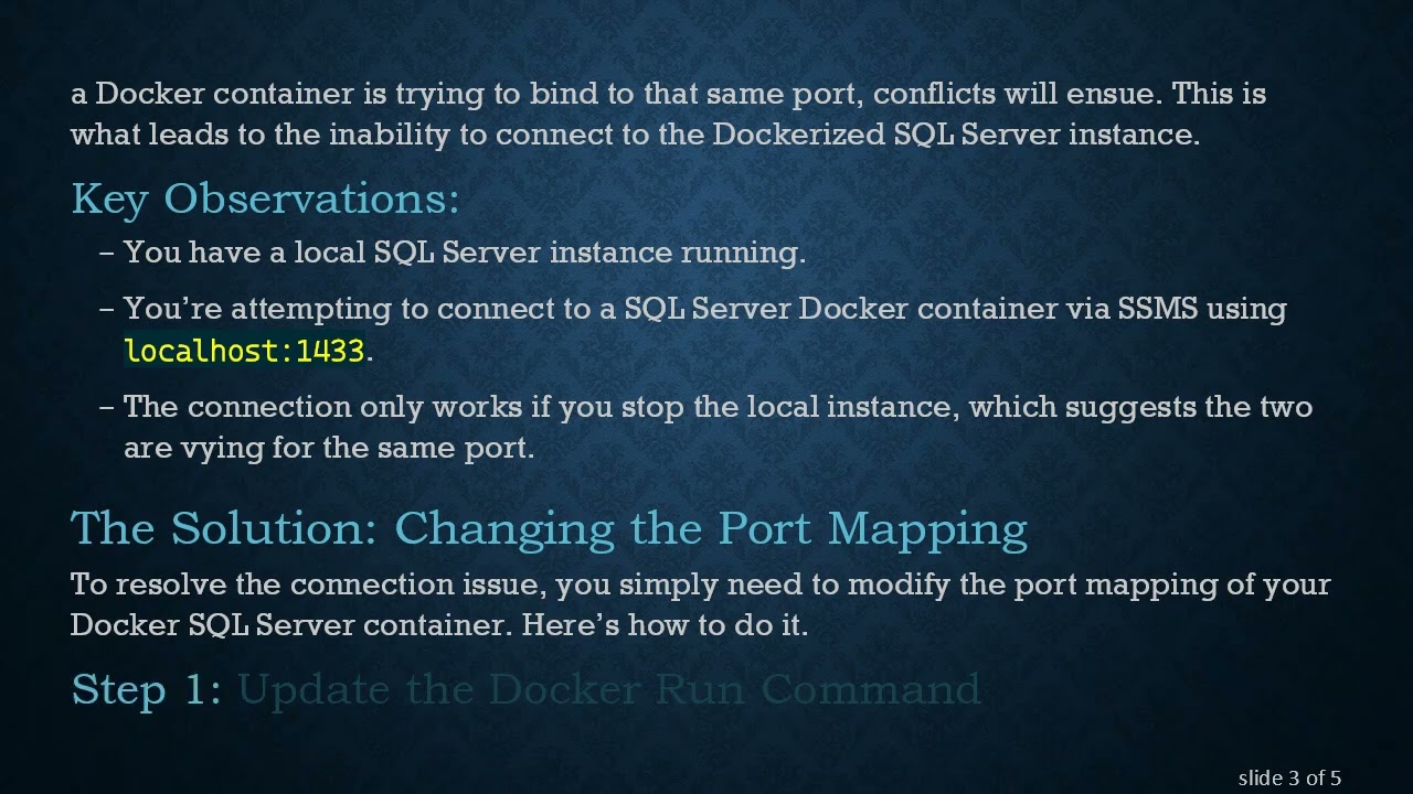 Resolving Connection Issues between Docker SQL Server and SSMS