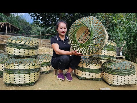Traditional handmade bamboo basket weaving process bring to market to sell | Ly Thi Tam