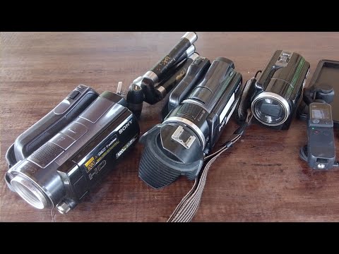 My vlogging cameras: Sony HDR XR-550, XR-160, SR12, DJI Pocket v2, and Godox Movelink wireless mic