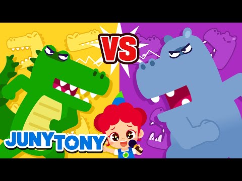 Alligator vs. Hippopotamus | 🍉🏆 The Watermelon Eating Contest | Animal Songs for Kids | JunyTony