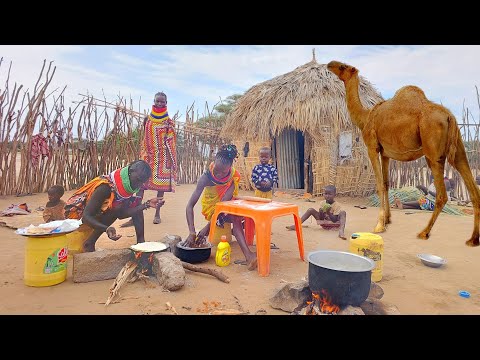 Life in the Desert: Turkana Women’s Morning Routine & Chapati Cooking for Breakfast /African village