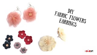 DIY Fabric Flowers Earrings - Easy Tutorial 
