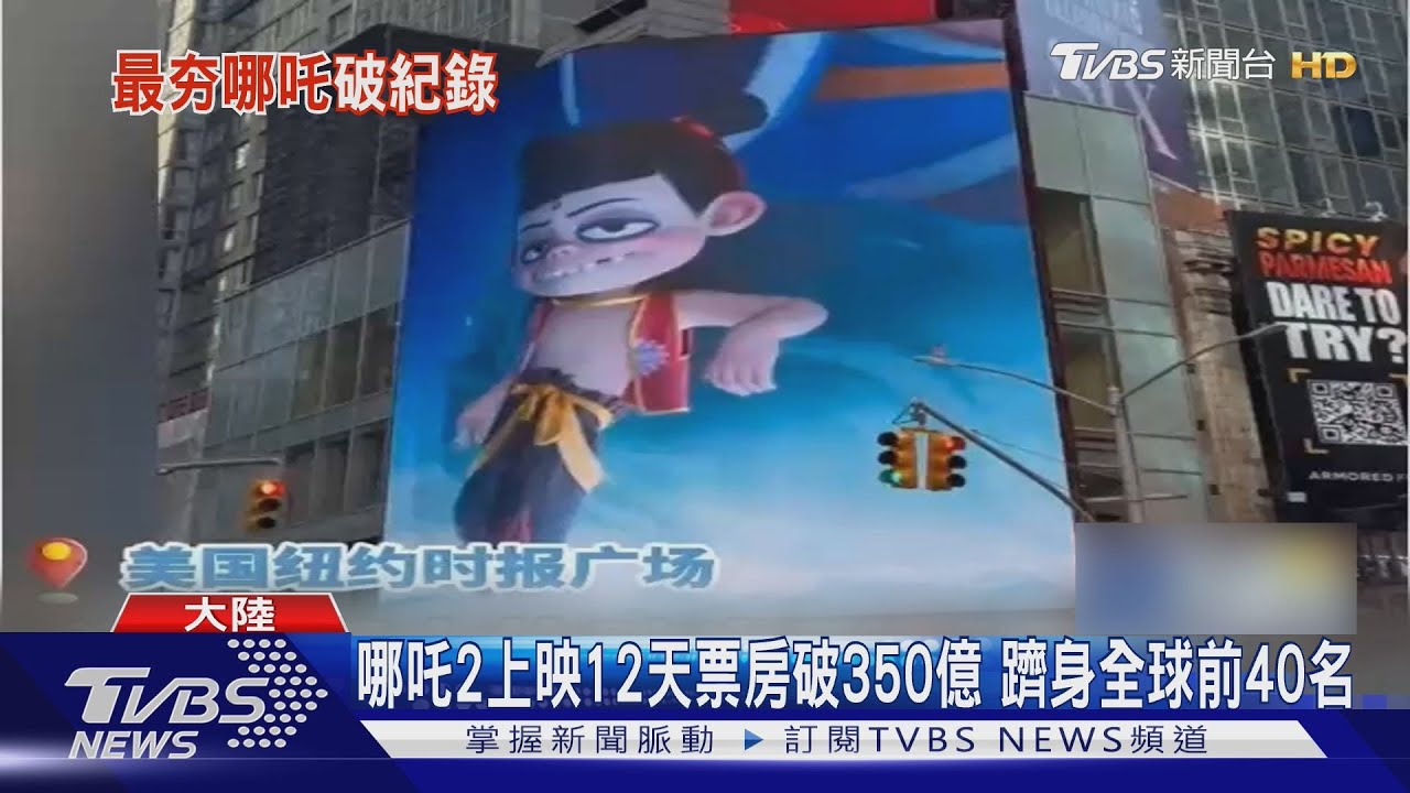 哪吒2上映12天票房破350億 躋身全球前40名