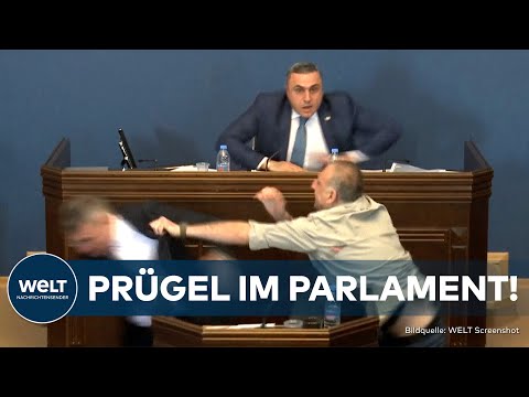 GEORGIEN: "Wilde Schlägerei zwischen Abgeordneten im Parlament!" Proteste gegen "russisches Gesetz"