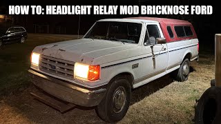 1987 1991 Brick Nose Ford Headlight Relay Mod
