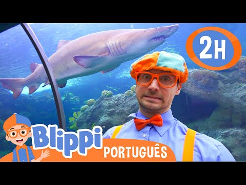 Blippi Ecnontra um Tubarão no Aquário! | 2 HORAS DO BLIPPI BRASIL! | Vídeos Educativos para Crianças