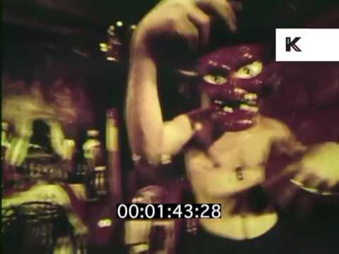 1970s Devil Worship Ritual, Man in Satan Mask Dances, 2K