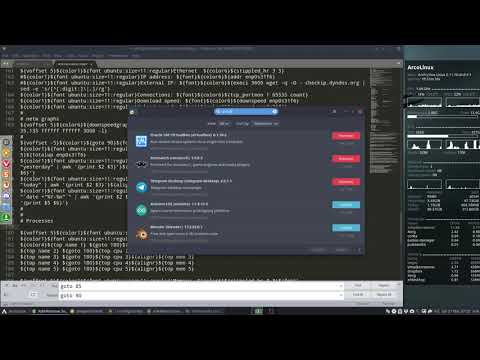 ArcoLinux : 1917 Conky Lazuli and vnstat - yesterdays bandwidth usage added