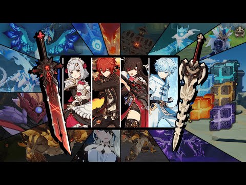 Full Claymore Party Against All Bosses In The Game [2.2 Patch/Kokomi Release] - Genshin Impact