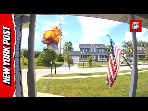 Ring doorbell camera captures huge power station explosion in suburban Indiana