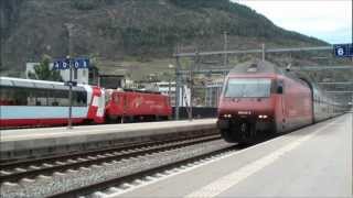 preview picture of video 'Gare de Brig et Visp - 10.04.12 Bm 6/6 & Rheingold'