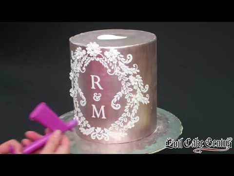 Alexandria Lace Mix and Match Monogram cake stencil 3 TIER set #30 by Suzanne Esper Alexandria Lace Mix and Match Monogram cake stencil 3 TIER set #30 by Suzanne Esper
