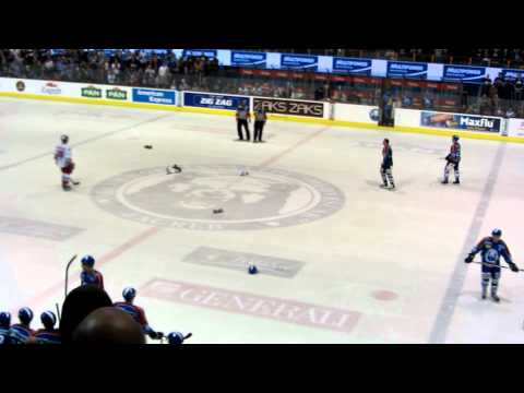 Medvescak Red Bull 4.11. 5:0 Tom Zanoski fight