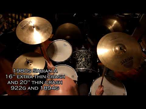 Early 80s Sabian AA 16" extra thin crash and 20" thin crash, amazing pair of brilliant cymbals
