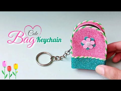 How to make Mini Backpack Keychain - DIY keychain - Mini pouch Bag - DIY mini school bag for doll