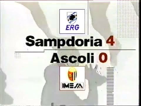 1991-92 (5a - 29-09-1991) Sampdoria-Ascoli 4-0 [Lombardo,Vialli 2 (1 R),R.Mancini] Servizio D.S.Rai1