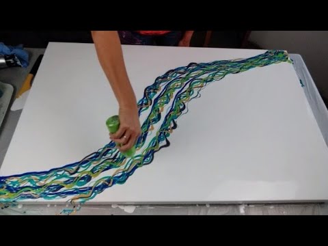 Huge Dutch Pour with amazing cells, 120x76cm canvas, fluid art, acrylic paint pouring