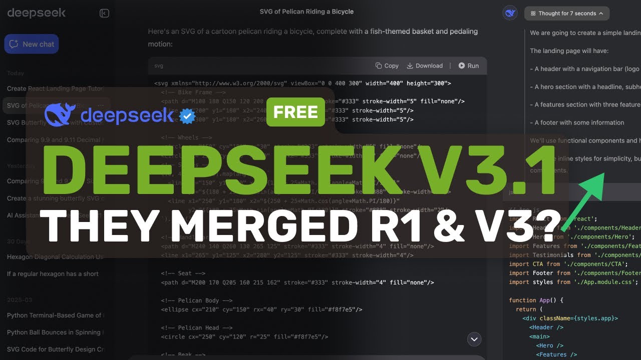 Deepseek V3.1 (0819 - R1 & V3 Merge!?) : They MERGED R1 & V3 into ONE MODEL & MADE IT BETTER?