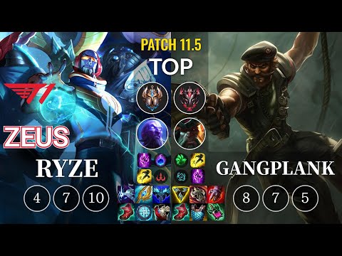 T1 Zeus Ryze vs Gangplank Top - KR Patch 11.5