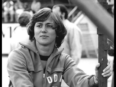 Marlies Göhr, winning the 100 m at the East German at Dresden in a world record time of 10.88 s.