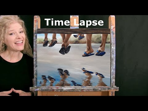 TIME LAPSE - Learn How to Draw and Paint "DOCK ON THE LAKE" - Fun and Easy Acrylic Painting Tutorial
