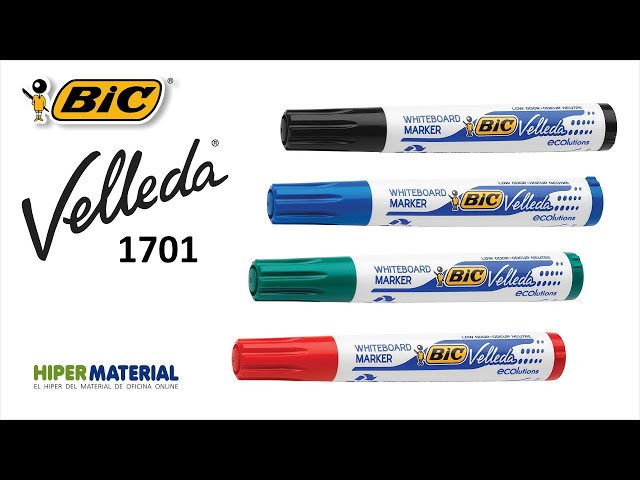 Vídeo relacionado con BIC Velleda Marking Rotuladores para pizarra blanca, Óptimo para material escolar y de oficina, 1701 ecolutions, 51% material reciclado, Negro, Punta Media, Caja de 12