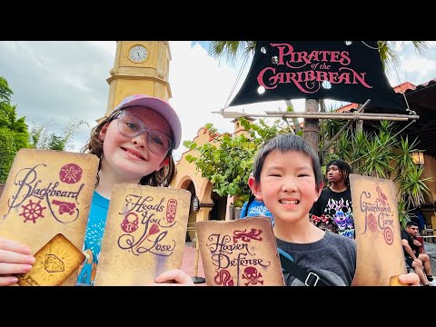 Disney World Pirate scavenger hunt -Adventureland!  Captain Jack Sparrow +fun for kids! Ep. 230