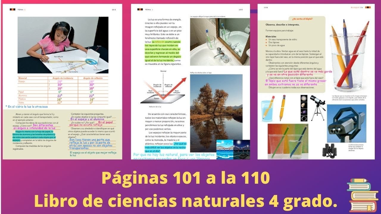 Páginas 101 a la 110 libro de ciencias naturales 4 grado