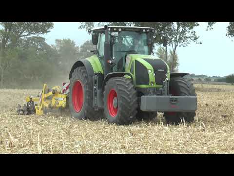 Claas Axion 920 Cmatic with Bednar Terraland ripper + subsoiler on corn stubble