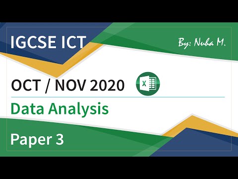 IGCSE ICT | Oct Nov 2020 | Paper 3 | Data Analysis Spreadsheet Excel