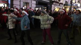 Joanna Lumley, Timothy Spall, Celia Imrie and Imelda Staunton Flash Mobbing in Piccadilly