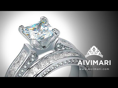 Princess-Cut 1.25 Ct Wedding and Engagement Ring Set (32659565218)