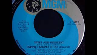 Sweet And Innocent Donnie Osmond Original In Stereo Sound 2 1