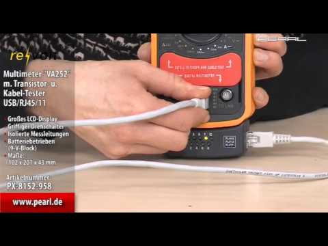 revolt Multimeter "VA252" m. Transistor- u. Kabel-Tester USB/RJ45/11