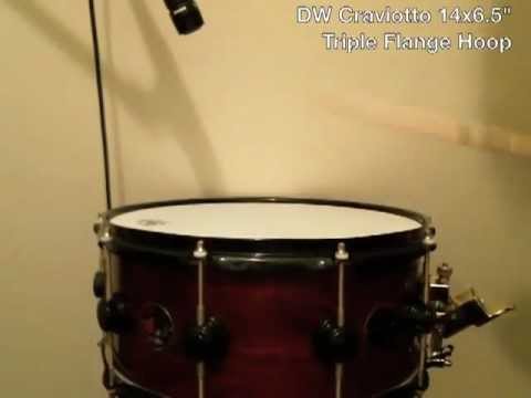 DW Craviotto 14x6.5" Triple Flanged vs. Diecast vs. Wood Hoop Comparison - Drumstereo