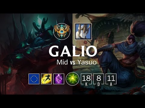 Galio Mid vs Yasuo - EUW Challenger Patch 8.24