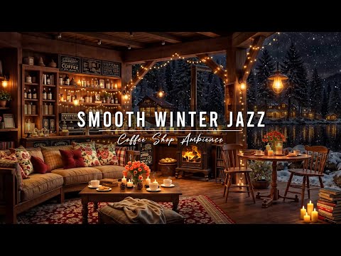 Smooth Winter Jazz in Lakeside ⛄Cozy Coffee Shop Ambience & Relaxing Jazz Instrumental Music to Work