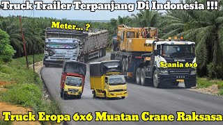Download lagu Truck Trailer Terpanjang Di Indonesia || Truck Eropa 6x6 Muatan Crane Raksasa Di Bukit Kodok mp3