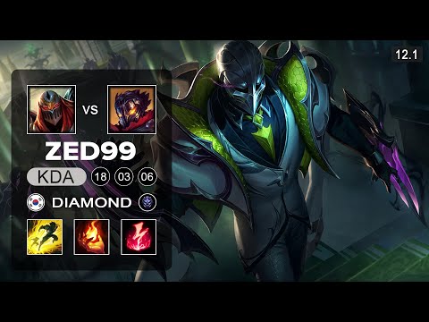 ZED99 Zed Mid vs VIktor - KR Diamond - Season 12 Patch 12.1