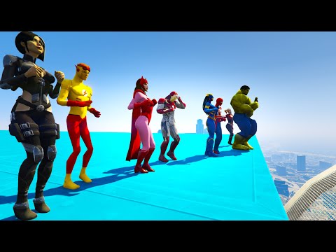 WIPEOUT OBSTACLES RUN CHALLENGE! - With All The SUPERHEROES (GTA 5 Funny Contest)