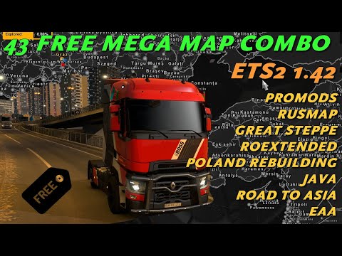 43 Free Map Mega Combo ★ ETS2 1.42 incl. Promods, EAA, Rusmap, Roextended, Corfu ★ Setup Guide