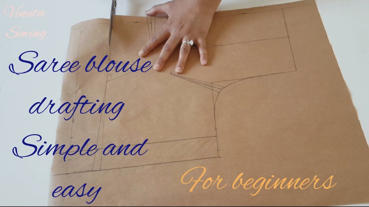Saree blouse drafting/3 dart /38 Size blouse pattern/ Elbow length sleeve /for beginners