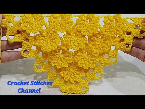 Crochet Shawl with easy flower stitch (easy tutorial) part 1