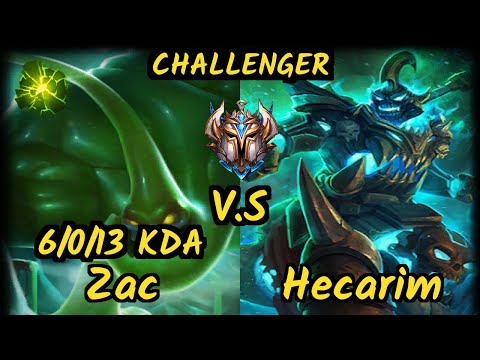 ROG Nji (ZAC) vs HECARIM - 6/0/13 KDA JUNGLE CHALLENGER GAMEPLAY - EUW